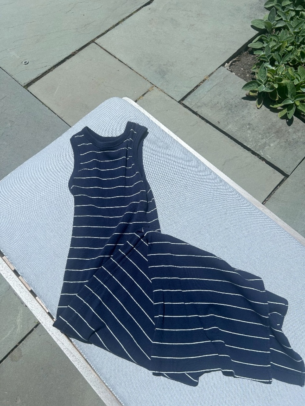 Universal Thread Navy White Striped Rib Knit Midi Dress XS